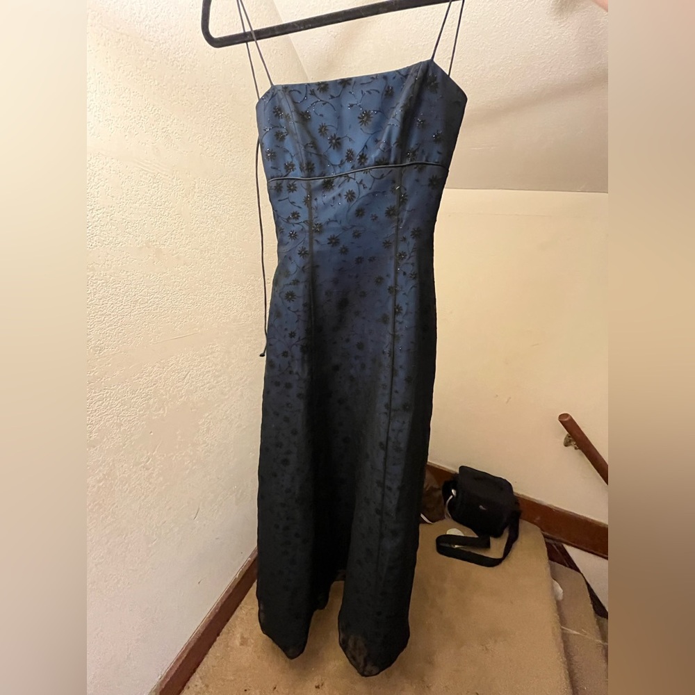 Vintage Black Floral Long Dress